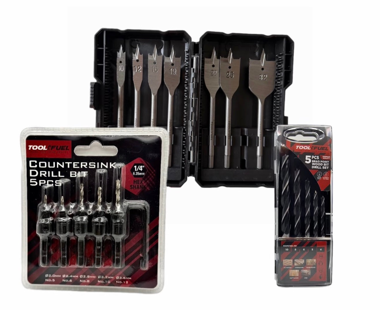 Ultimate Timber Drill Bit Bundle | Brad Point, Spade & Countersink Sets